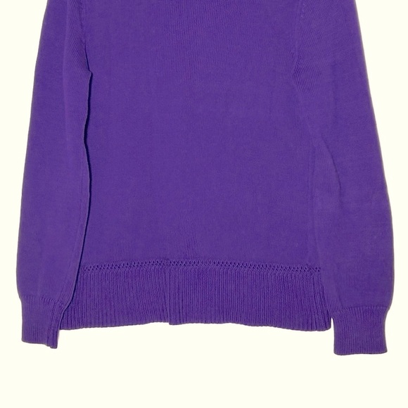 Lauren Ralph Lauren Purple Cardigan with Gold Buttons, Small Petite SP - Picture 6 of 9